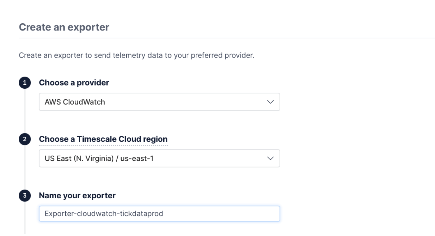 The Create an exporter menu