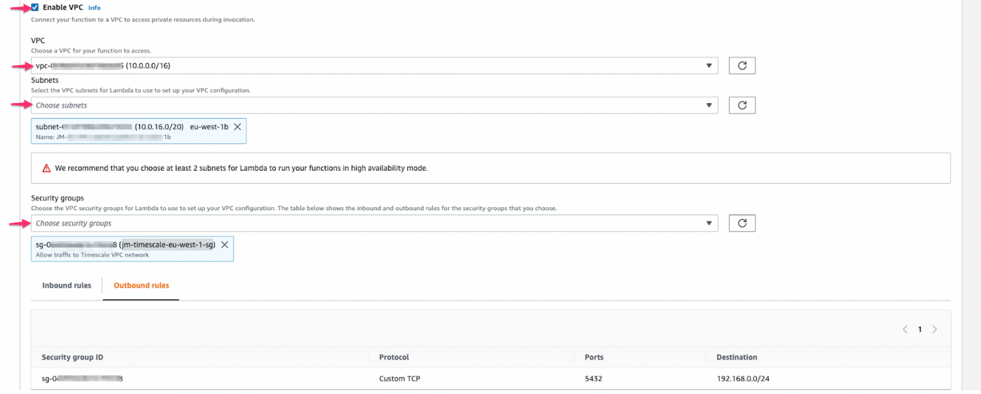 Enabling VPC for your AWS Lambda.