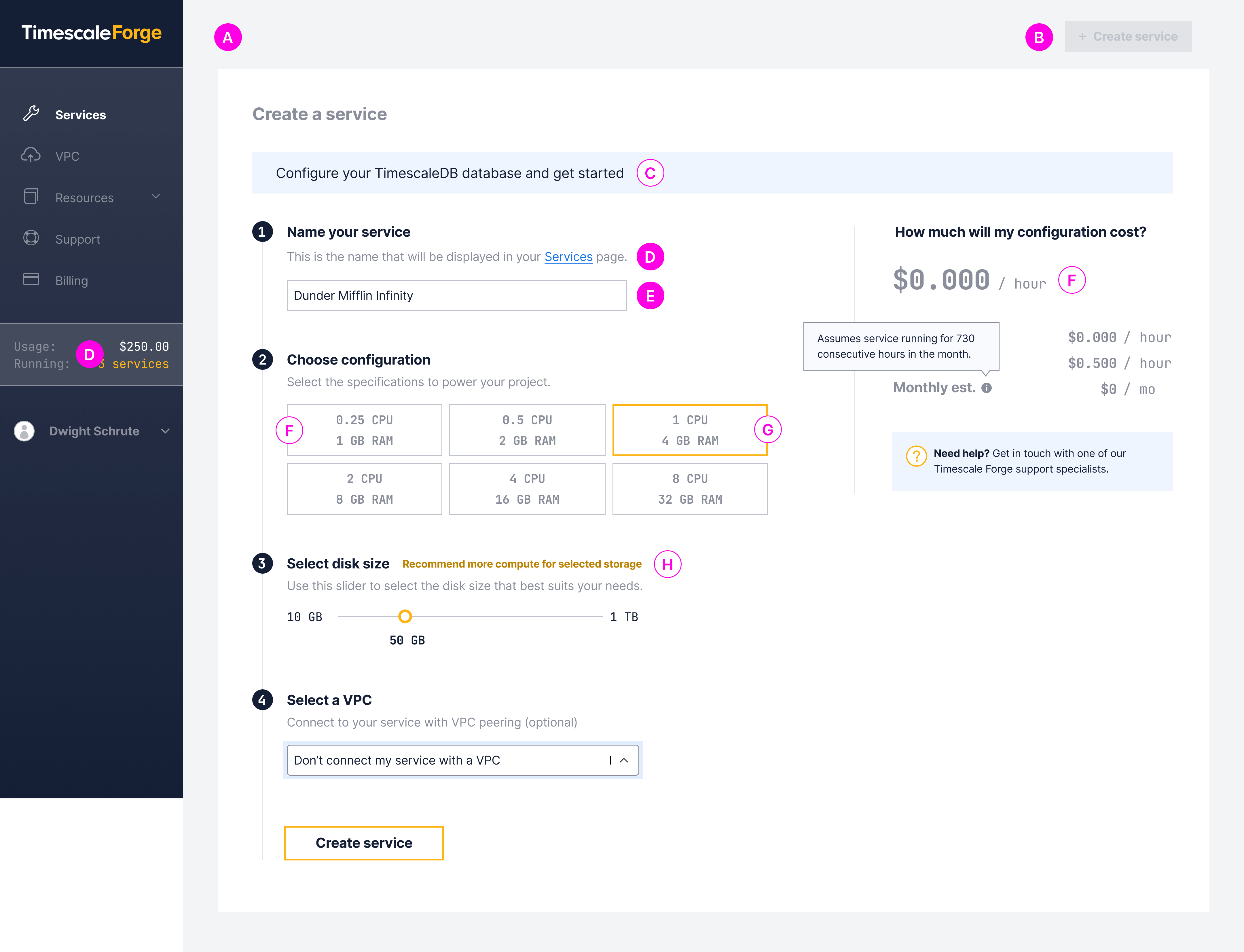 An improved version of the Timescale Forge UI (with captions)