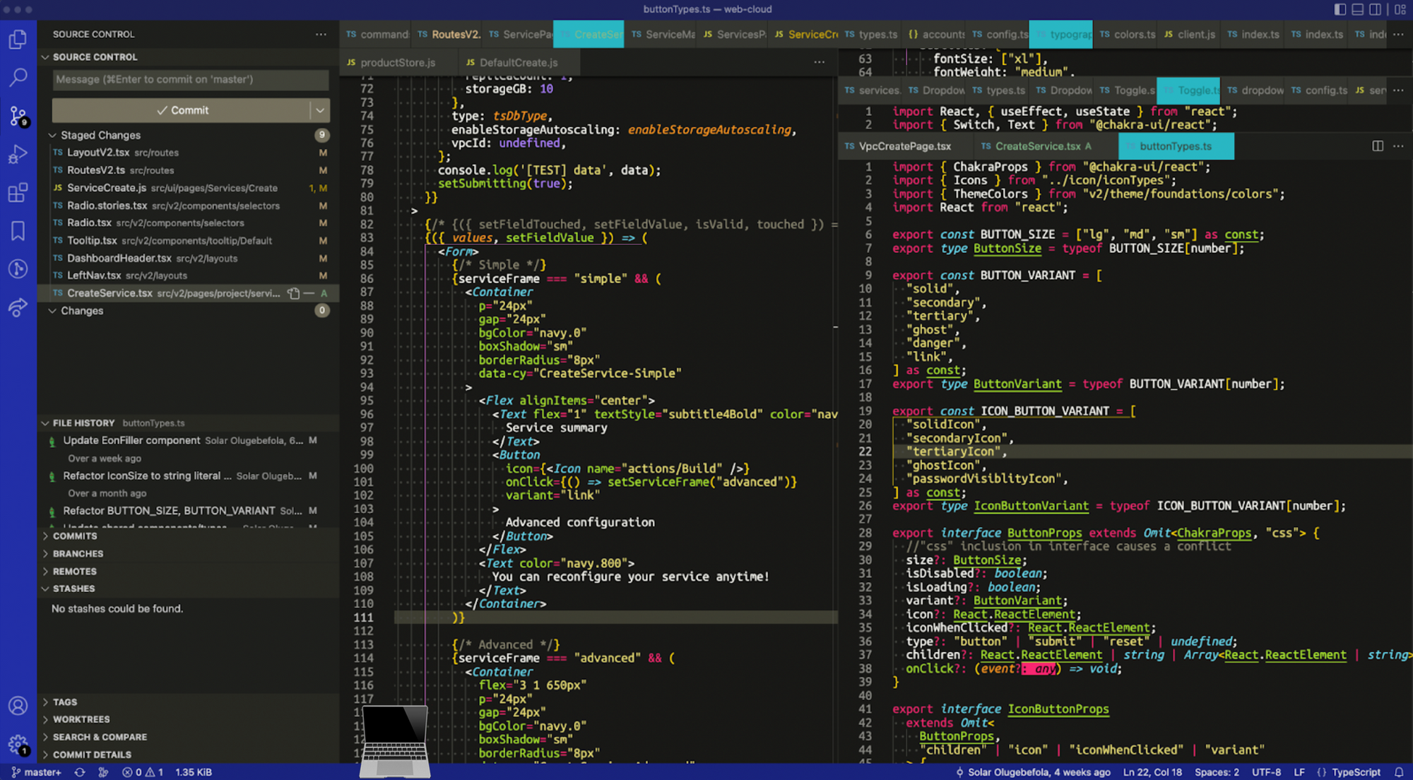 A screenshot of the JavaScript into TypeScript conversion