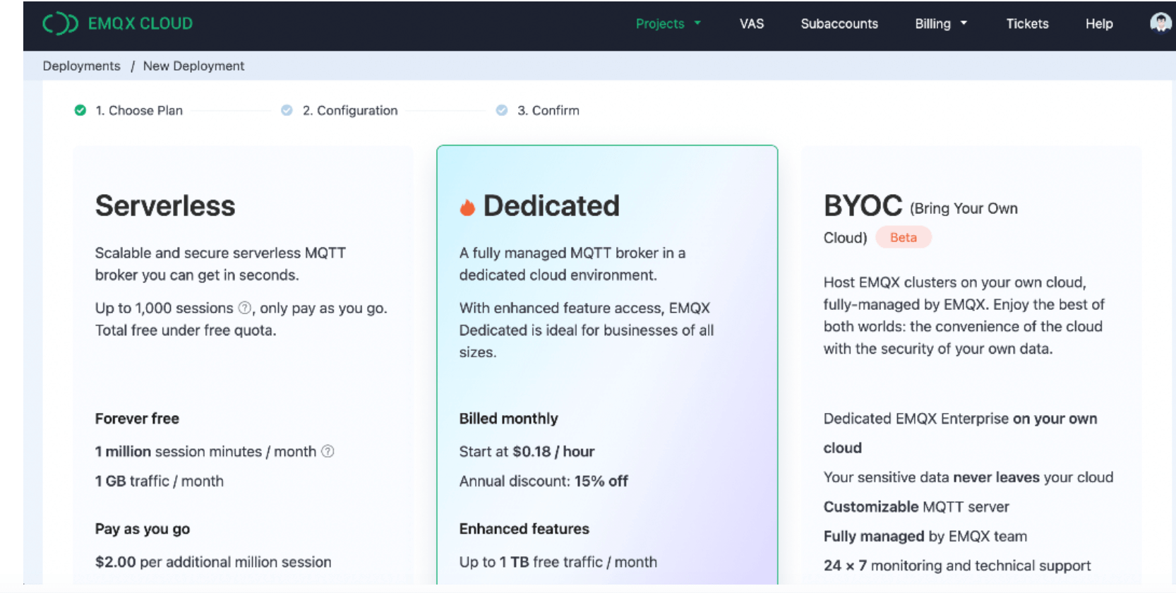 Integrating EMQX Cloud and Timescale: select EMQX edition page