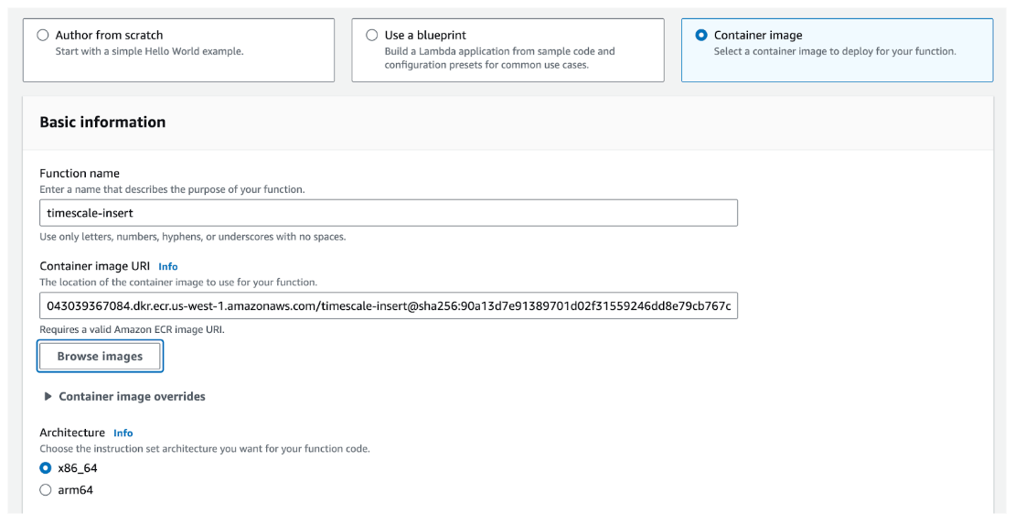 Creating the Lambda function