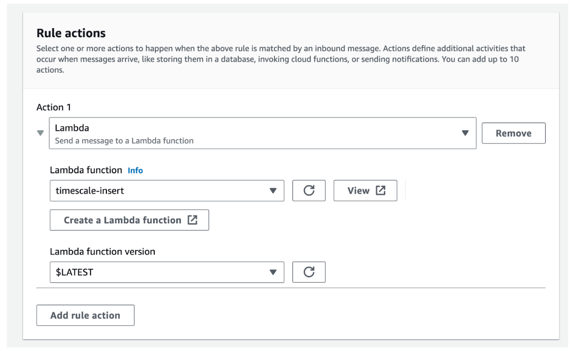 Setting the rule actions in IoT Core