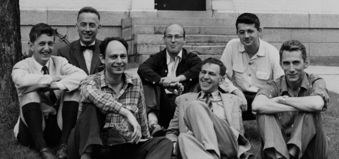 Attendees of the 1956 Dartmouth Workshop. From left to right: Oliver Selfridge, Nathaniel Rochester, Ray Solomonoff, Marvin Minsky, Trenchard More, John McCarthy, Claude Shannon.