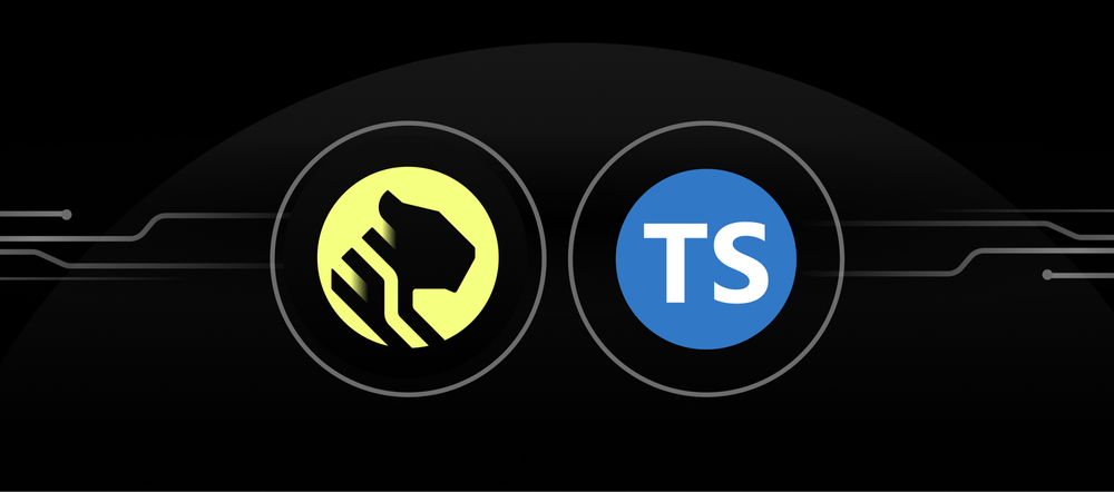 The Timescale and TypeScript logos side by side over a black background